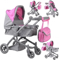 Multifunctionele 4-in-1 poppenwagen met gondel – Roze