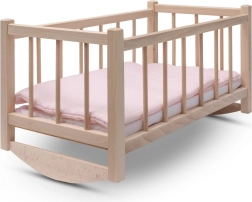 Wooden Doll Cradle with Bedding Baby Mix