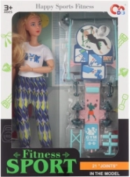 Scharnierpop met fitnessaccessoires