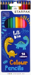 Crayons de couleur motif dinosaures, set de 12 couleurs