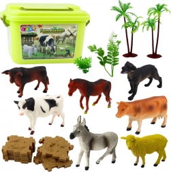 Set of Animal Figures with Trees and Suitcase 57 pcs