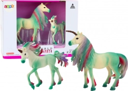 Collectible Green Unicorn Figures – Adult and Foal, Set of 2