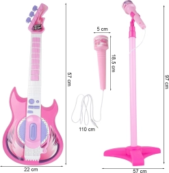 Kids' guitar with microphone on stand