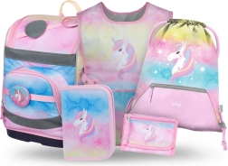 Baagl set Zippy Plus Rainbow Unicorn : cartable, trousse, sac, tablier, porte-monnaie