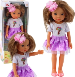 Pretty Girl Doll in Purple Skirt with Long Brown Hair