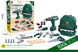 Rugzak van de kleine klusser met gereedschap en boormachine