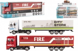 Vrachtwagen met oplegger – metalen cabine, freewheel, 19 cm