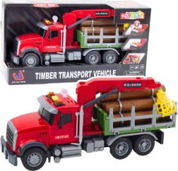 Red 1:14 forestry truck with crane, lights and sounds