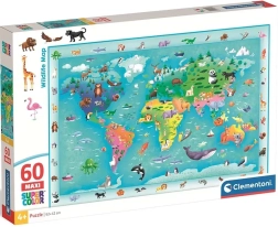 Clementoni Puzzle World Map with Animals MAXI 60 Pieces