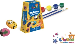 Set om steentjes te beschilderen met verf en penselen in doos 19 × 14 × 5 cm