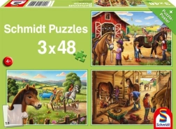 SCHMIDT Puzzle My Favorite Horses 3×48 pieces