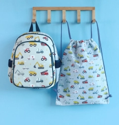 Kids’ sports drawstring bag with vehicle motif – A Little Lovely Company
