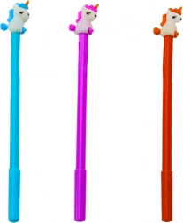 Balpen met eenhoorn, zwarte inkt, 0,5 mm – mix paars/oranje/blauw