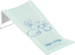 Fabric baby bath recliner with bunnies, green