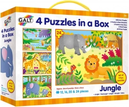 Junglepuzzel 4-in-1 (12, 16, 20, 24 stukjes) GALT
