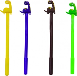 Dinosaur balpen met dop Zwarte punt Mix bruin geel 0,5 mm