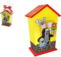 Houten spaarpot met Kleine Mol
