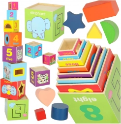 Houten educatieve toren XXL met vormen en leren van cijfers