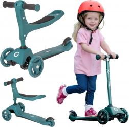 Evo trottinette tricycle pour enfants 2-en-1 avec siège, réglable, vert foncé