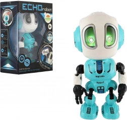 pratende robot Echo 12 cm blauw met licht en geluid op batterijen