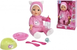 Puppe New Born Baby im Katzen-Pyjama 30 cm