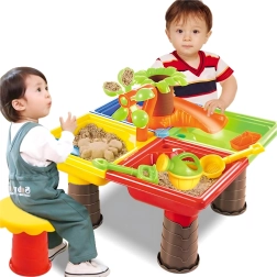 Table d’eau et de sable 2-en-1 pour enfants avec set d’accessoires