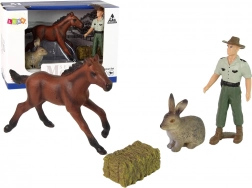 Farm Figurine Set – Horse, Rabbit and Farmer
