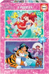 EDUCA Puzzel Disney prinsessen: Ariël en Jasmine 2x48 stukjes