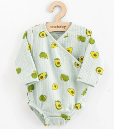 Mousseline romper met zijstrik NEW BABY Avocado, lange mouw
