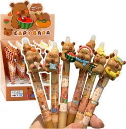 Automatische wisbare pen met 3D capibara, blauwe inkt