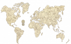 Carte du monde en bois avec animaux taille M (57 × 38 cm) WOODEN CITY