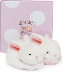 Doudou set roze schoentjes met rammelaars Konijn voor baby's 0-6 maanden