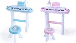 Piano électronique pour enfants avec microphone et tabouret mp3, bleu