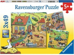 RAVENSBURGER Puzzel Op de boerderij 3x49 stukjes