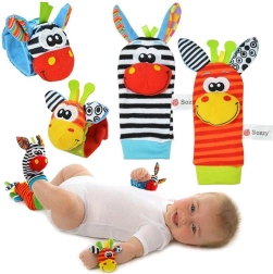 Set rammelaars voor baby – sokken en polsbandjes, 4 stuks
