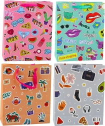 Gift bag with colorful stickers 32 × 26 × 12 cm