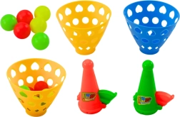 Behendigheidsspel met mandjes voor ballen en launcher, 2 mandjes en 6 ballen