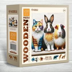 Houten puzzel Kat, Konijn en Cavia 250 stukjes van Wooden City