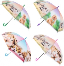 Uitschuifbare paraplu met honden en katten