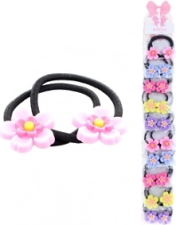 Haarelastiekjes met bloemetjes, 2 stuks