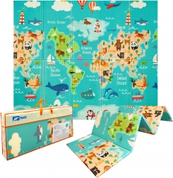 humbi dubbelzijdige opvouwbare XPE-schuimmat 200 × 180 × 1 cm wereldkaart en straten