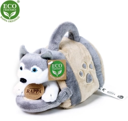 Plush Husky with Portable Kennel 13 cm eco-friendly