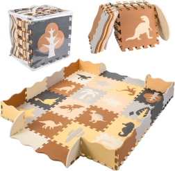 Tapis puzzle en mousse pour enfants dinosaures 143 × 143 cm, 36 pièces