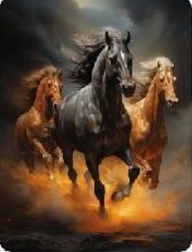 Diamantmozaïek – drie galopperende paarden