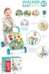 loopwagen duwhuisje met pianootje 4-in-1 blauw