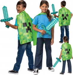 Costume Minecraft avec épée en diamant et cape Creeper pour enfants