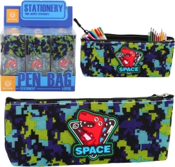 Trousse de toilette portable avec dinosaures et motif pixel, bleu-vert 20x8 cm