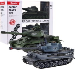 Chars télécommandés T–134 vs Tiger à l’échelle 1:28 – coffret de combat 2,4 GHz