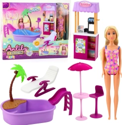 Pop ANLILY op het strand met zwembad en drankenkraam