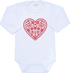 Babybody met folkloreprint en rood hartje NEW BABY